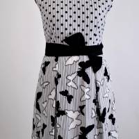 Damen Sommer Kleid | Motiv Schmetterlinge in Schwarz/Weiß 2. Variante | Bild 1