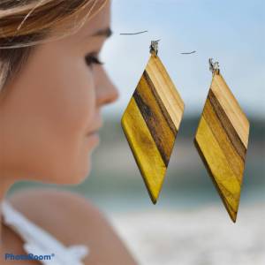Schmuckset Kette und Ohrhänger TRIO Holz eine Kombination von 3 Holzarten Bild 4
