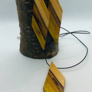 Schmuckset Kette und Ohrhänger TRIO Holz eine Kombination von 3 Holzarten Bild 9