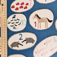 Stoff Meterware Baumwolle "Zahlen" Kinderstoff blau Tiere Zahlen Bild 4