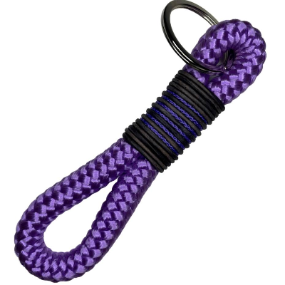 Schlüsselanhänger handgefertigt der Marke AlsterStruppi in lila, antikgrauem Leder, personalisiert ist möglich