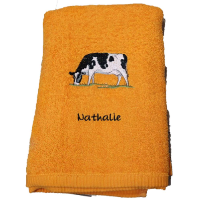 Besticktes Handtuch,  Duschtuch oder SET  Kuh personalisiert Handmad bestickt