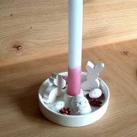 Wunderschöner Kerzenteller mit Herz und Tulpe aus Gießkeramik und einer dip dye Kerze Bild 6