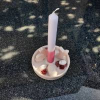 Wunderschöner Kerzenteller mit Herz und Tulpe aus Gießkeramik und einer dip dye Kerze Bild 7