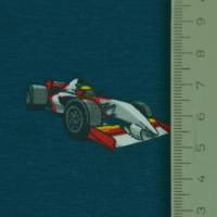 ♕ Petrolfarbener Jersey mit Rennautos Formel 1   50 x 145 cm Nähen Stoff ♕ Bild 4