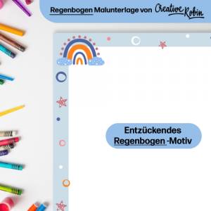 Regenbogen Malblock und Malunterlage für Kinder & Erwachsene | Schreibtischunterlage aus Papier DIN A3 mit 25 Blättern Bild 3