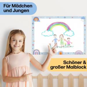 Regenbogen Malblock und Malunterlage für Kinder & Erwachsene | Schreibtischunterlage aus Papier DIN A3 mit 25 Blättern Bild 5