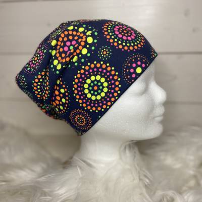 Wende Beanie Kardiologe/Chemo Mütze "Neon Kreise"