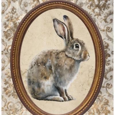 Bastelpapier - Decoupage-Papier - A4 - Softpapier - Vintage - Shabby - Hase - Ostern - 13229