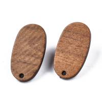 Walnuss Holz Ohrstecker oval 27x15mm, Peru Bild 2