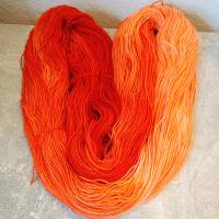 handgefärbte Sockenwolle, Sockenwolle 4-fach, Orange im Farbverlauf, Strang, #2310 Bild 2