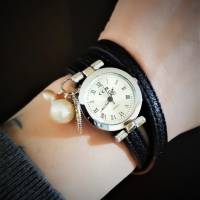 Armbanduhr,Wickeluhr, Damenuhr, Kunstleder,  Auswahl, Perlen Bild 4