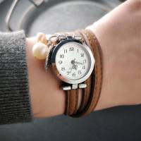 Armbanduhr,Wickeluhr, Damenuhr, Kunstleder,  Auswahl, Perlen Bild 5