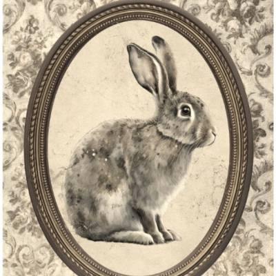 Bastelpapier - Decoupage-Papier - A4 - Softpapier - Vintage - Shabby - Hase - sepia - Ostern - 13230
