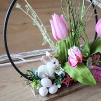 Tischdeko Tisch Loop Ostern rosa mit Tulpen Bild 3