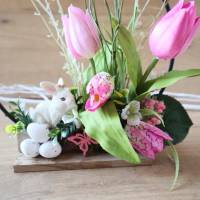 Tischdeko Tisch Loop Ostern rosa mit Tulpen Bild 7
