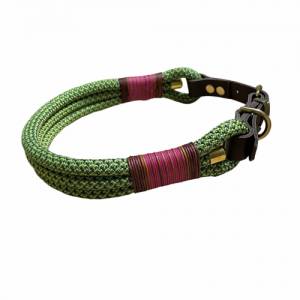 Hundehalsband, Tauhalsband, grün, fuchsia, Marke AlsterStruppi, mit Leder und Schnalle verstellbar Bild 3