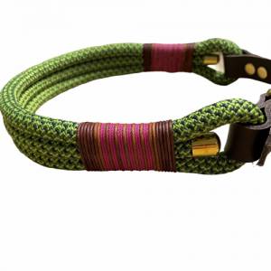 Hundehalsband, Tauhalsband, grün, fuchsia, Marke AlsterStruppi, mit Leder und Schnalle verstellbar Bild 4