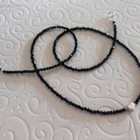 Schwarze Spinellkette mit silbernem Herz, Geschenk für Frauen, facettierte Edelsteine und Si925, Handarbeit aus Bayern Bild 3