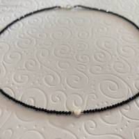 Schwarze Spinellkette mit silbernem Herz, Geschenk für Frauen, facettierte Edelsteine und Si925, Handarbeit aus Bayern Bild 4
