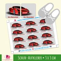 24 Schuhaufkleber | Sportwagen rot + Schutzfolie  - 3 x 3 cm Bild 1