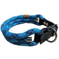 Hundehalsband, verstellbar, blau, schwarz, Leder und Schnalle Bild 1