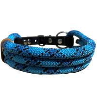 Hundehalsband, verstellbar, blau, schwarz, Leder und Schnalle Bild 3