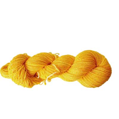 Handgefärbte Sommer-Sockenwolle, 4fach, mit Baumwolle, Farbe: Goldgelb hell Semisolid