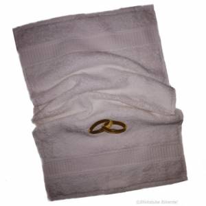 Handtuch Ehering Hochzeitsgastgeschenk mit Namen oder Initialen Bild 1