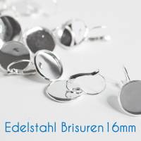 Edelstahl Brisuren für 16mm-Cabochons silber Bild 2