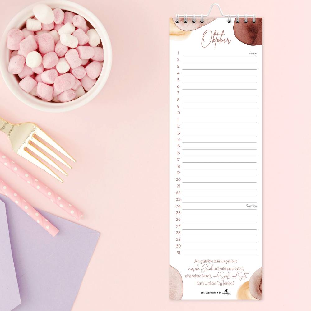Geburtstagskalender immerwährend mit Geburtstagsgrüßen I