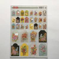 Bastelbogen, Motivpapier zum Basteln von 32 Geschenkanhängern, 3,5 cm und 7 cm Größe, Blumen, Teddys Bild 1