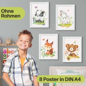 8er Waldtier Poster-Set fürs Kinderzimmer I Süße Babyzimmer Deko mit Elch, Biber, Häschen, Dachs & co. Bild 6