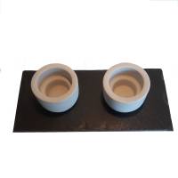 Kerzenhalter für Stabkerzen & Teelichte mit Schieferplatte Set Kerzenständer Betondeko hellgrau 2er Set Bild 4