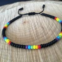 „Regenbogen geht immer“  Miyuki-Rocailles Glasperlen-Armband anpassbar Bild 1