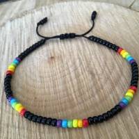 „Regenbogen geht immer“  Miyuki-Rocailles Glasperlen-Armband anpassbar Bild 2
