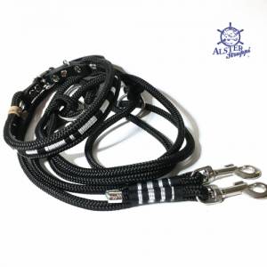 Leine Halsband Set schwarz silber sehr edel mit Kristallstein, ab 128,00 Euro, für mittelgroße Hunde, verstellbar Bild 2