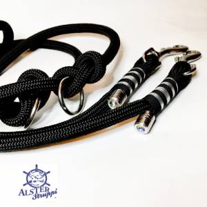 Leine Halsband Set schwarz silber sehr edel mit Kristallstein, ab 128,00 Euro, für mittelgroße Hunde, verstellbar Bild 6