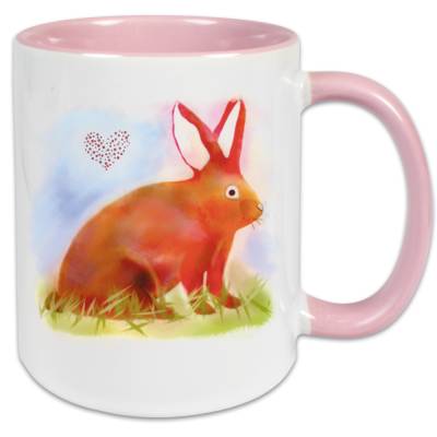 Süßer Hase Herzchen Tasse rosa, Ostern Geschenk, Kaninchen Züchter Halter Liebhaber Geschenkidee