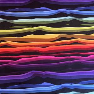Reststück 1 Meter French Terry/Sommersweat Wavy Stripes, bunt, regenbogenfarben Bild 2