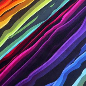 Reststück 1 Meter French Terry/Sommersweat Wavy Stripes, bunt, regenbogenfarben Bild 3