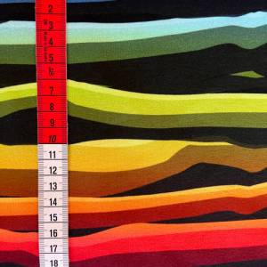 Reststück 1 Meter French Terry/Sommersweat Wavy Stripes, bunt, regenbogenfarben Bild 4