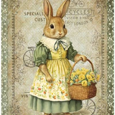 Bastelpapier - Decoupage-Papier - A4 - Softpapier - Vintage - Shabby - Hase - Ostern - 13207