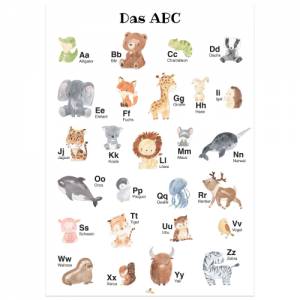 Alphabet Poster mit Tier ABC als Babyzimmer, Kinderzimmer Deko oder Kindergarten | A3 Größe | CreativeRobin Bild 1