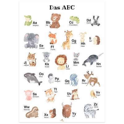 Alphabet Poster mit Tier ABC als Babyzimmer, Kinderzimmer Deko oder Kindergarten | A3 Größe | CreativeRobin