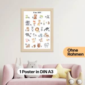 Alphabet Poster mit Tier ABC als Babyzimmer, Kinderzimmer Deko oder Kindergarten | A3 Größe | CreativeRobin Bild 7