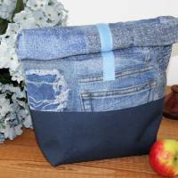 Lunchbag //Lunch Tasche //Frühstücksbeutel //Frühstückstasche //Wetbag //Brunch bag //  Kulturbeutel // Jeanstasche/blau Bild 10