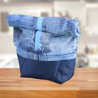Lunchbag //Lunch Tasche //Frühstücksbeutel //Frühstückstasche //Wetbag //Brunch bag //  Kulturbeutel // Jeanstasche/blau Bild 3