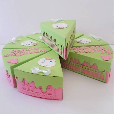 Schachteltorte Geldgeschenk zur Taufe Geburt rosa-hellgrün