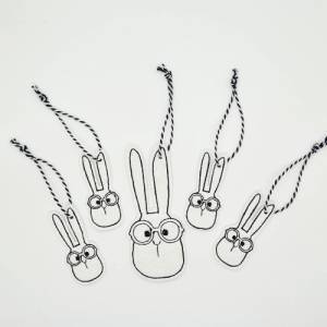 Anhänger Osterhase Bunny Kunstleder 5 Stück (1 großer und 4 kleine Anhänger) Bild 2